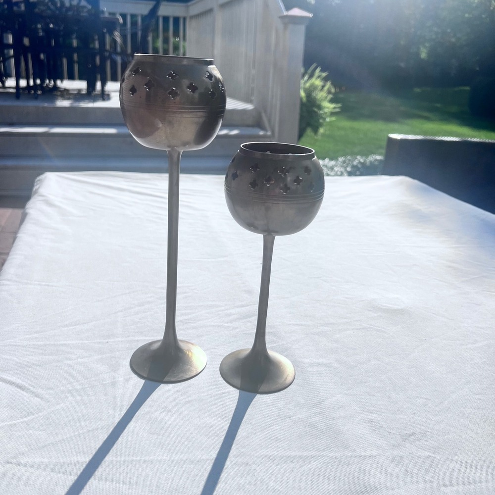 Vintage Pair Solid Brads Candle Holders Made in India